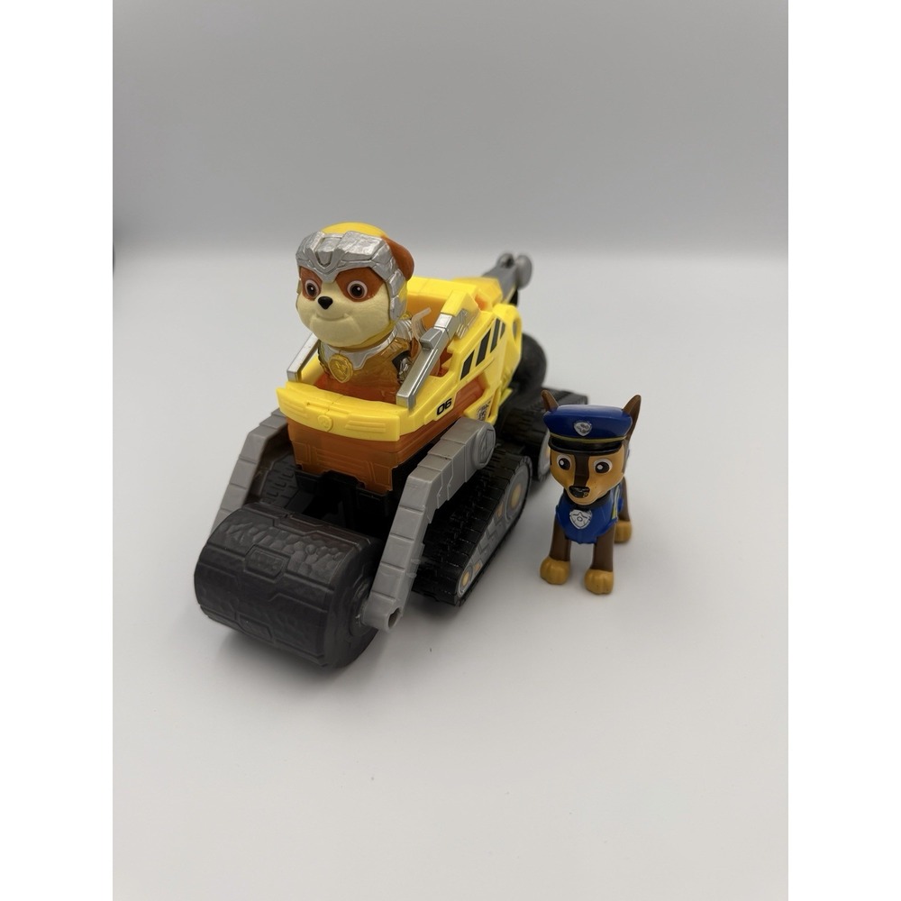 Paw Patrol Mighty Movie Rescue Pups Rubble Bulldozer Figure Light Up Vehicle Toy